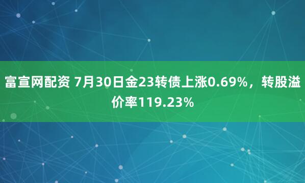富宣网配资 7月30日金23转债上涨0.69%，转股溢价率119.23%